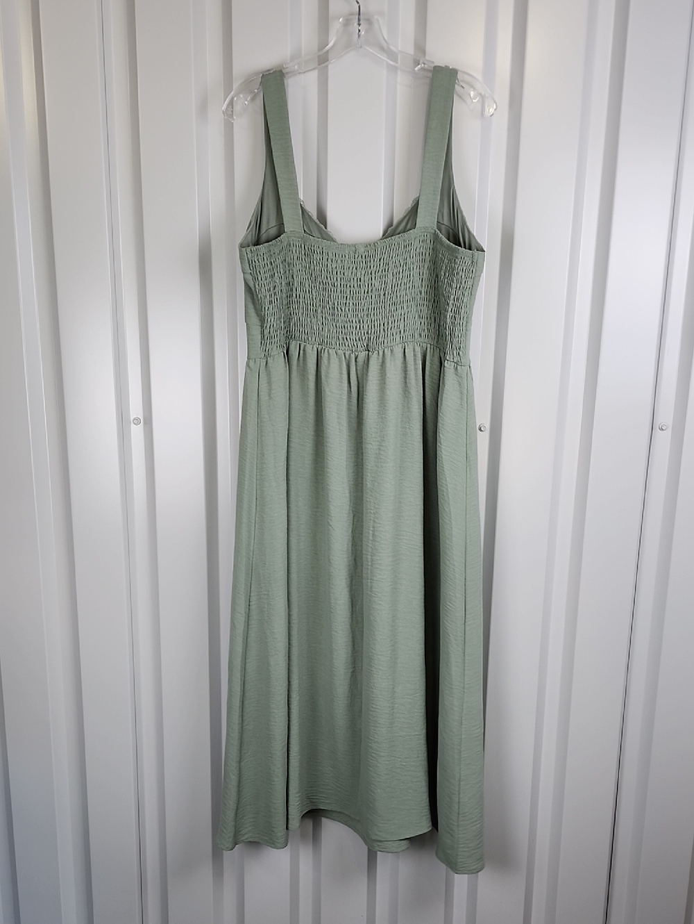 Derek Heart Womens Plus Sage Green Smocked Maxi Dress Size 1X Lace Trim Cottage - Picture 3 of 7